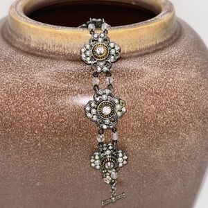 F.A.I.T.H. Elegant Silver and Gold Floral Bracelet